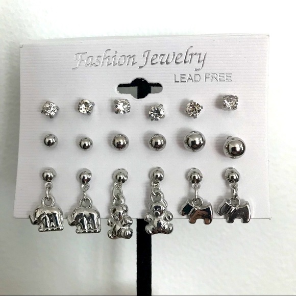 Other - Silver Tone Fashion Earrings - Set of 9 - New with Tag